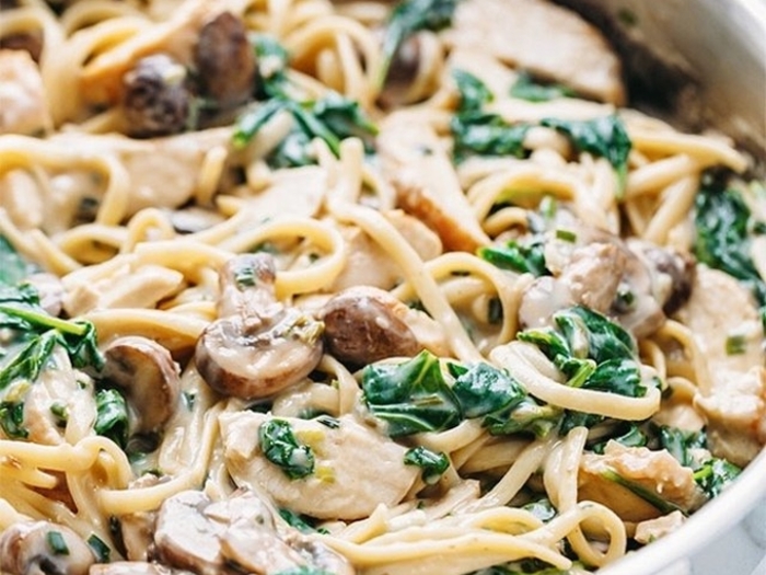 Рецепт спагетти с грибами в сливочном соусе фото рецепт